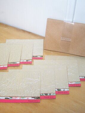 Set of 9 Handmade Brown & Floral Thank You Cards